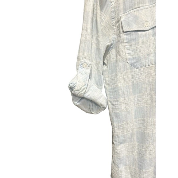 Pronto Uomo Mens Button Down Collar Shirt Blue & White Plaid Size Medium - Picture 3 of 7